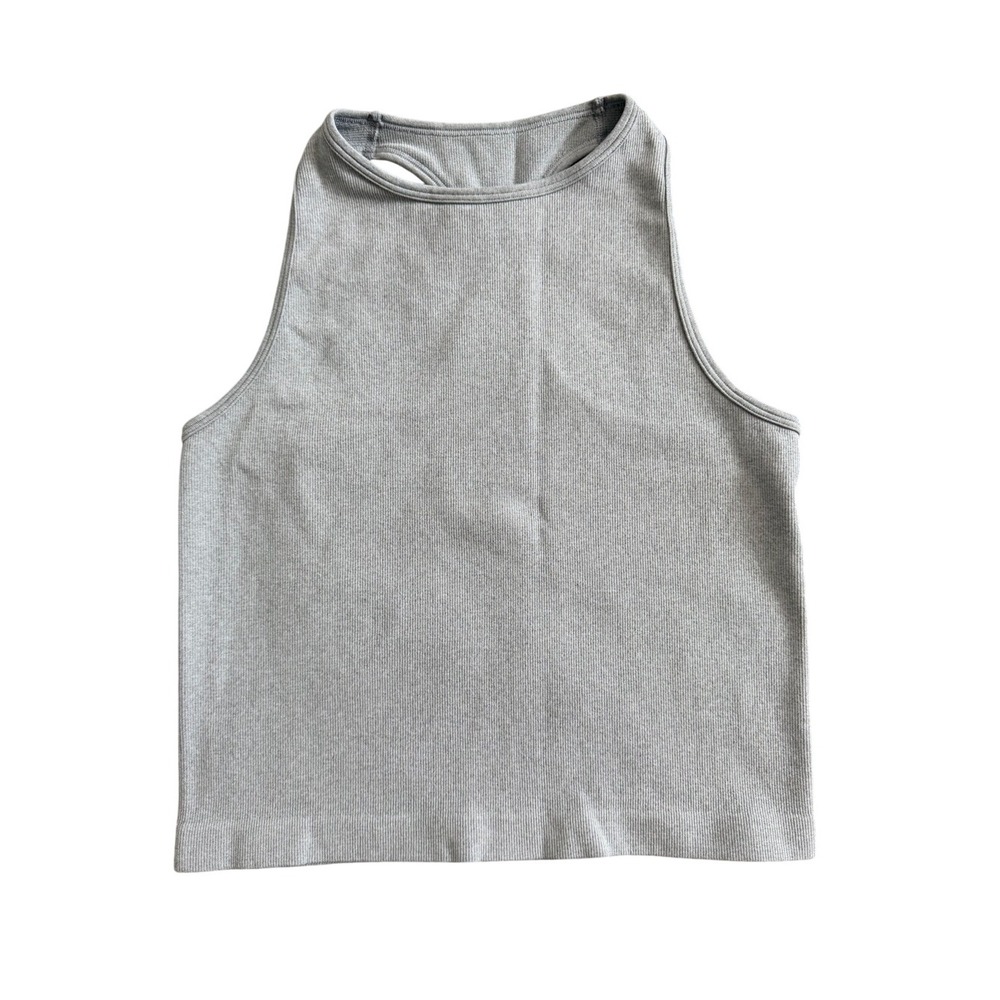 Free People Intimately Seamless High Neck Ribbed Crop Tank Gray M/L